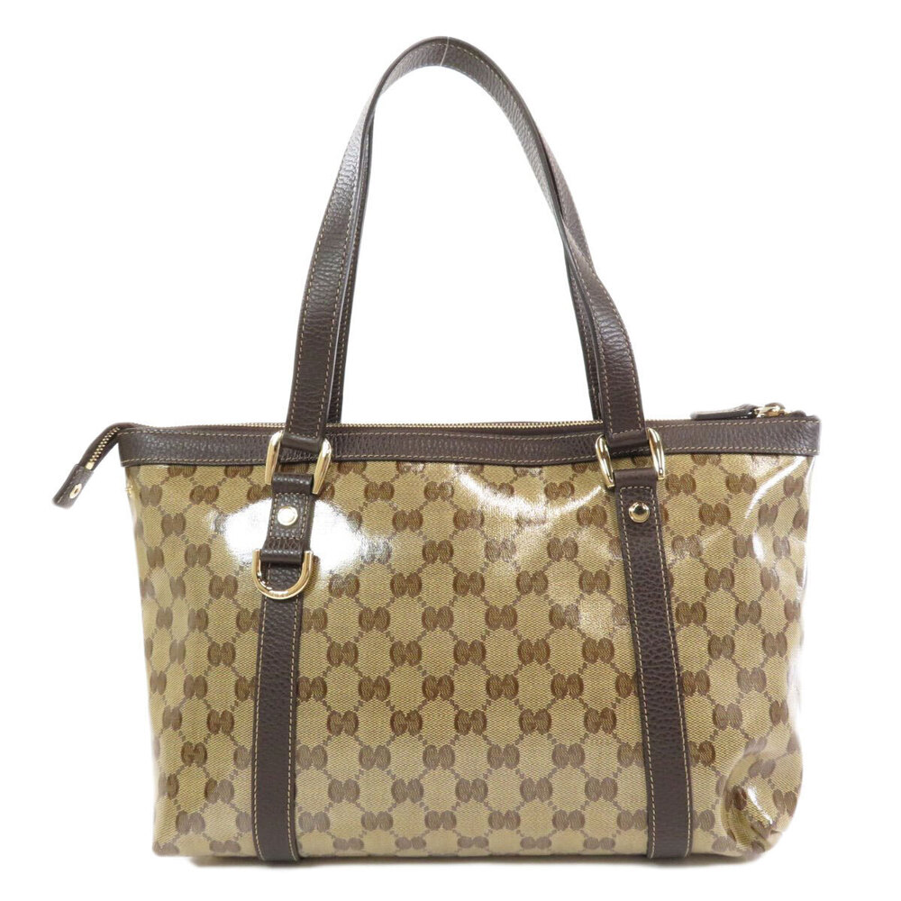 Gucci leather Abbey GG brown bag tote Crystal